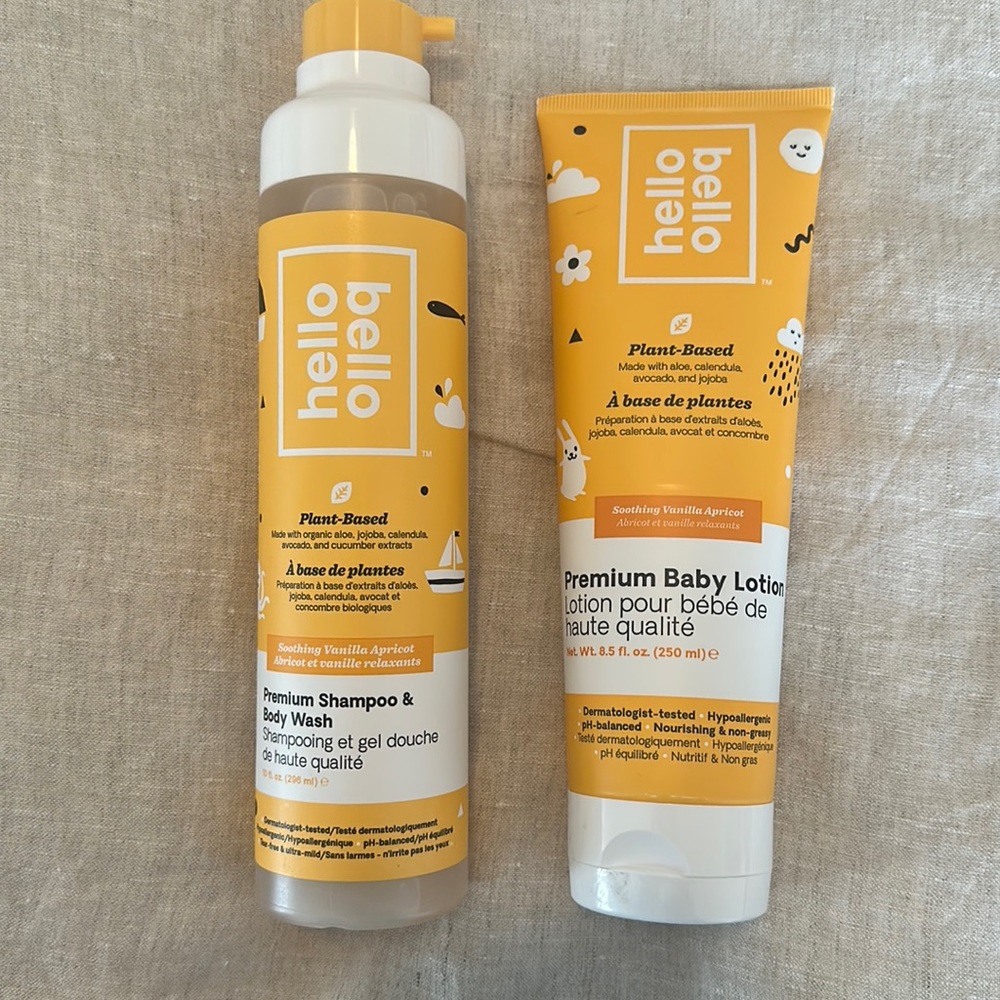 Hello bello shampoo/wash & body lotion soothing vanilla apricot
